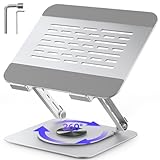 VEWIOR ノートパソコンスタンド 360°回転式 折りたたみ式 パソコンスタンド 無段階 高さ&角度調整 人間工学 安定性 放熱対策 滑り止め付き 17インチまでのノートPCやタブレットに対応 プレゼン/Web会議/テレワーク/在宅勤務