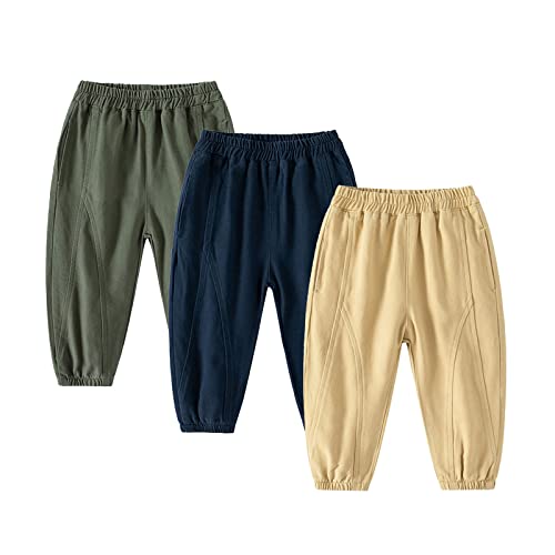 Toddler Boy Pants, Little Boys Pull On Pants,Baby Boys Active Cargo Jogger Pants Cotton Elastic Waist Trousers