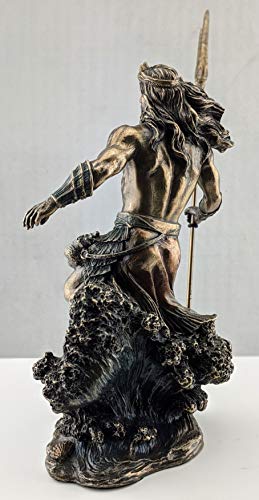 Estatua Poseidón griego 7.88 pulg resina y bronce miniatura 6