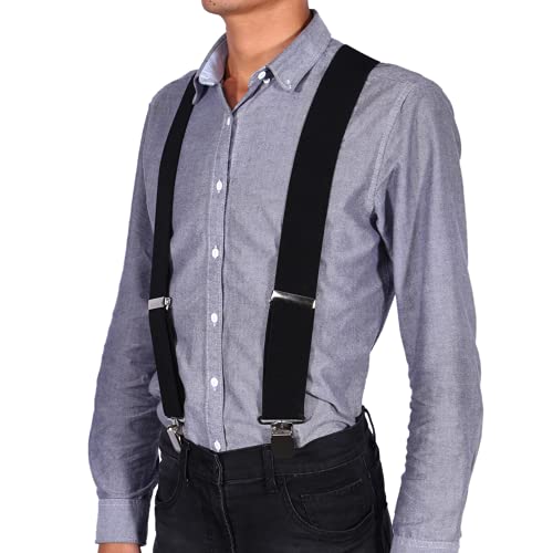 Tomantery Bretelles à Clipser pour Hommes, élastiques Assez Larges Bretelles réglables élastiques Bretelles de Pantalons Bretelles pour Pantalons, Defult, default Cover