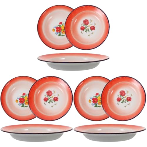 Plateaux de service en émail vintage Hemoton | Service de table rétro robuste anti-chocs - 2
