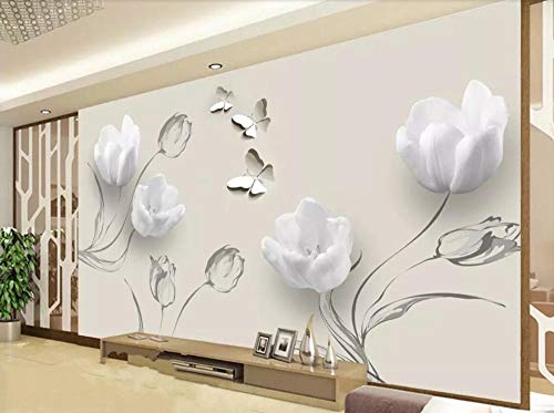Papier peint 3D tulipe minimaliste pour salon apaisant