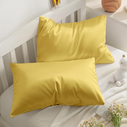Image of NTBAY 2 Pack Pillows with Egyptian Cotton Pillowcases, Soft Cotton Down Alternative 13x18 Envelope Pillows for Sleeping in Bed - Machine Washable - Breathable Travel Pillow, Yellow