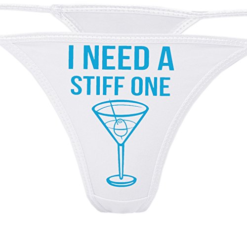 Image of Knaughty Knickers - I Need A Stiff One White Thong - Fun Flirty Underwear - Panty Game Bachelorette Bridal Lingerie Shower
