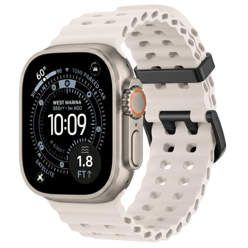 Image of Ocean Band Compatible with Apple Watch Strap 49mm 46mm 45mm 44mm 40mm 41mm 42mm Silicone Replacement Band for Series 12 11 10 9 8 7 6 5 4 SE Ultra 3 Strap