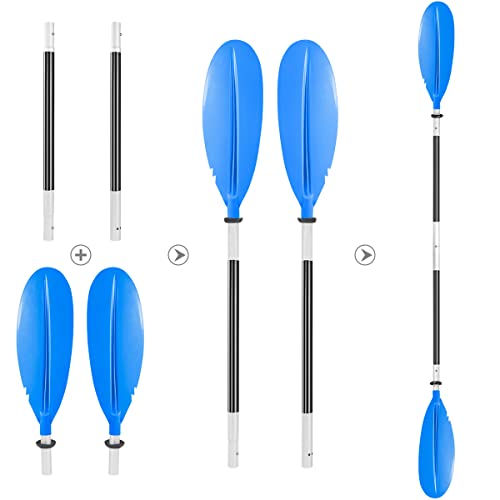 HEIMUNI Doppelpaddel Kajak Paddel mit Verstellbaren Paddelblätter, Kanu Paddel Aluminium Sup Doppelpaddel 222cm Stechpaddel Super Leicht für Schlauchboot, Kanadier Boot Ruderboot (Blau)