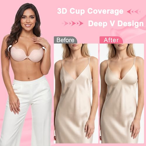 Image of Sticky Bra Push Up Lift Invisible Adhesive Bra Strapless Backless for Women