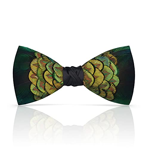 Image of Feather Bow Ties for Men Original Luxury Elegant Wedding Bow Tie Pre-Tied Handmade Mens Bowties for Tuxedo