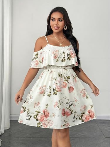Image of Plus Size Summer Dresses for Women Casual Short Sleeves A Line Midi Dress
