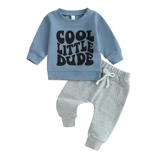 Image of fhutpw Baby Boy Clothes Fall 6 12 18 24 Months Football Long Sleeve Pullover Tops & Pant Sets Toddler Winter Outfits