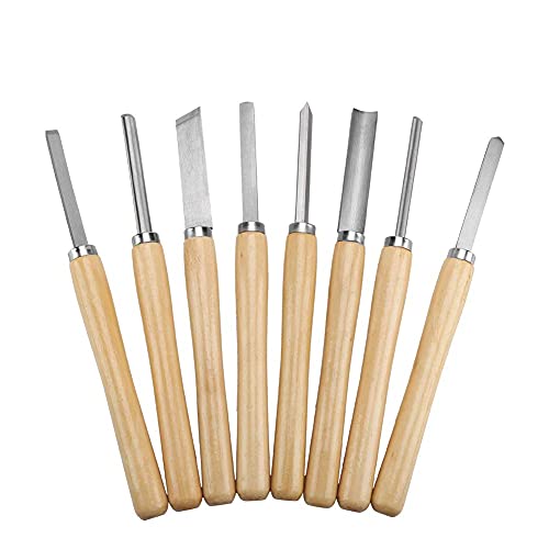 Ensemble de 8 Ciseaux de Tournage sur Bois HSS, Outils de Tour à Bois pour Bois Dur