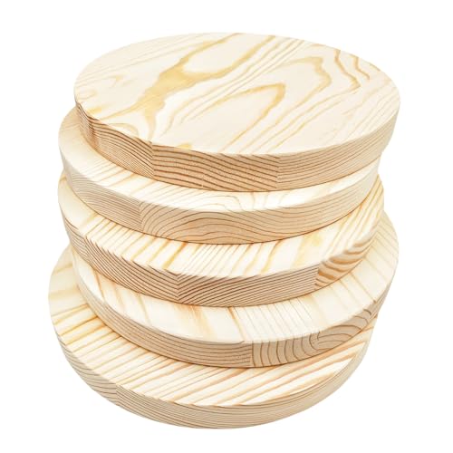 5 targhe rotonde in legno di pino, 20 x 2 cm, vuote, non finite, per progetti artigianali, incisione, combustione del legno, pittura
