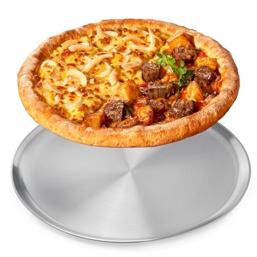 NRAMOOS 16 inch Stainless Steel Pizza Pan, Large Round Pizza Pan Tray Easy Clean Tray for Oven