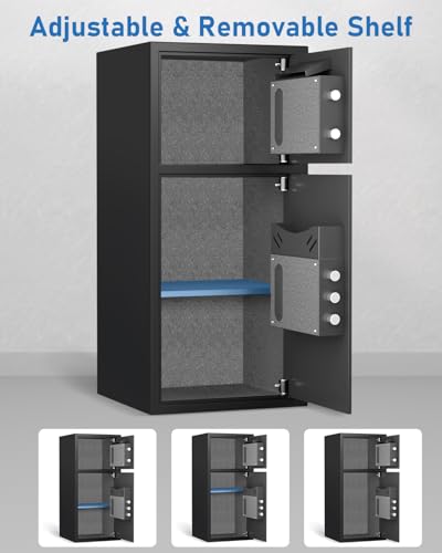 Image of 7.0 Cu ft Extra Large Home Safe Box Fireproof Waterproof, Double Door Digital Safe with Deposit Slot & Adjustable Shelf, Money Safe with Backlit Keypad & Dual Alarm for Home Office Business