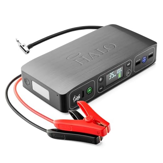 Halo Bolt Air 58830 mWh Portable Emergency Power Kit with Tire Pump, 4 Interchangeable Air Nozzles, Extra Accessory Kit, Car Jump Starter, and Car Charger - Grey