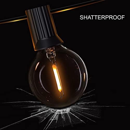 JKJK Festoon Lights Outdoor, Garden Lights, 28FT G40 Patio Outdoor String Lights with 25+3 LED Shaterproof Plastic Bulbs, Waterproof Garden Festoon Hanging Lights for Backyard Party Porch