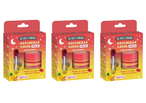 The Fruit Company Mascarilla Labial Noche TROPICAL Hidratante para Dormir con Vitamina C, Repara tus Labios Mientras Duermes 12ml