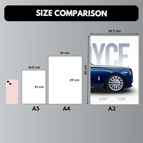 Image of Funk You Store Rolls Royce Phantom Poster Split Design Car Poster | 3 A3 Sized Luxury Posters for Wall | Large Size (89 x 42 cm) Wall Decor | Rolls Royce Phantom Car Posters for Bedroom (B 013)