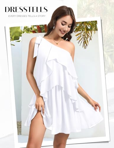 Image of DRESSTELLS Women's Cocktail Party Dress for Wedding Guest, Summer Beach Vacation Aline Tiered Short Dresses