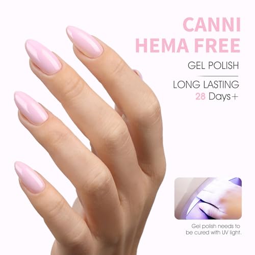Image of CANNI Light Pink Gel Nail Polish, 1Pcs Baby Pink Gel Polish Soft Pale Pink Color Nail Polish Gel High Gloss Soak Off U V Gel Nail French Nail Manicure Salon DIY