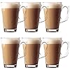 Binsakao Set Of 6 Irish Coffee Mugs, 8 Oz Glass Footed Espresso Cups With Handles