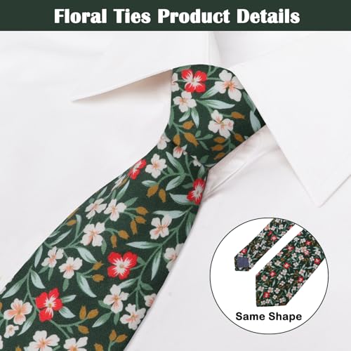 Image of Mantieqingway Men's Cotton Floral Neck Tie 2.56'' Printed Skinny Tie