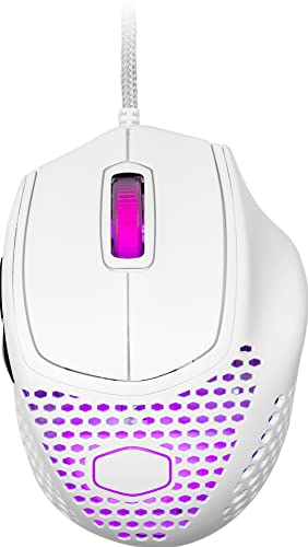 Cooler Master MM720 RGB-LED Claw Grip Mouse Gaming con Cavo: Nido d'Ape Ultraleggero 49g, Sensore Ottico 16000 DPI, MicroSwitch 70 Milioni Clic, Piedini PTFE Scorrevolezza Superiore; Bianco Opaco
