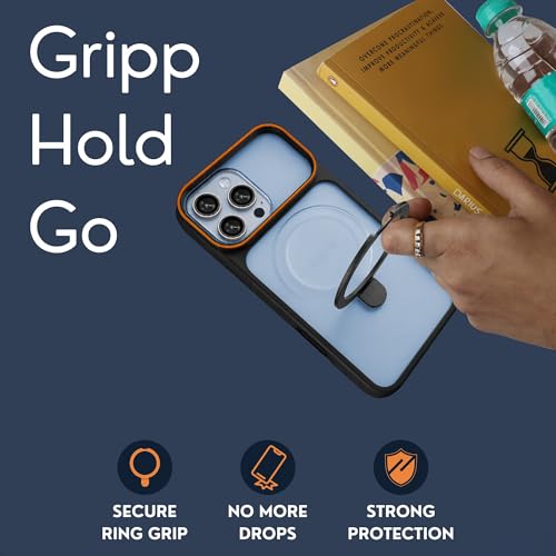 Image of AIBEX Protective OStand Case Compatible for Apple iPhone 15 Pro MagSafe Compatible | Slim Shockproof Back Cover with Camera Lens Protection, Strong Magnetic Support & Anti-Slip Grip | Military Grade
