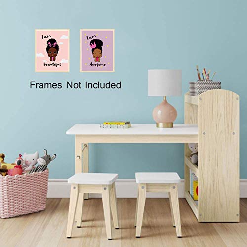 Black Girl Wall Art,Motivational Black Girl Wall Art,African American Girl Art Painting,Inspirational Black Girl Wall Art,Decor For Girls Bedroom,Wall Art For Girls Bedroom, Set Of 4 - No Frame,8"X10" #TOP3