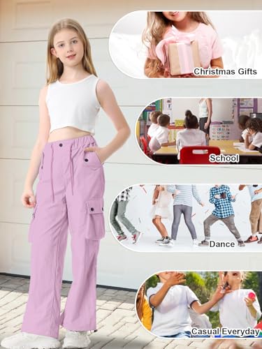 Image of Cromoncent Cargo Pants Girls & Women Parachute Pants Y2K Baggy Rave Clothes Waterproof with Pockets