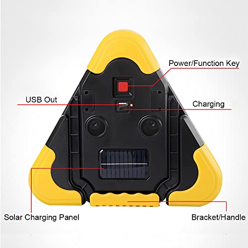 2Pcs Multifunctional Triangle Warning Light Solar Charging 5 Mode Led Emergency Triangle Light Safety Sign Light For Car Breakdown Accident #TOP3