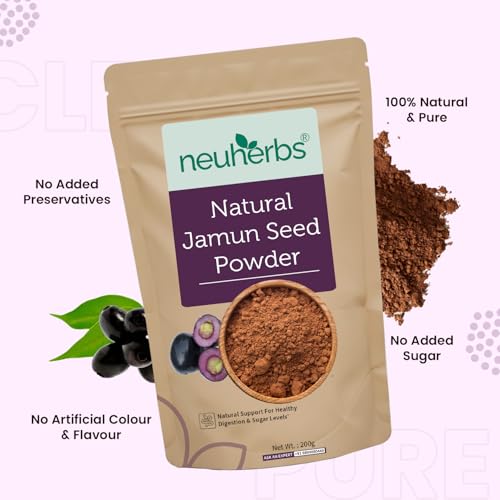 Image of Neuherbs Jamun Seed Powder 200g | Ayurvedic Herbal Powder for Healthy Sugar Management & Digestion Support | Rich in Fiber, Iron, Magnesium & Vitamin C | 100% Natural