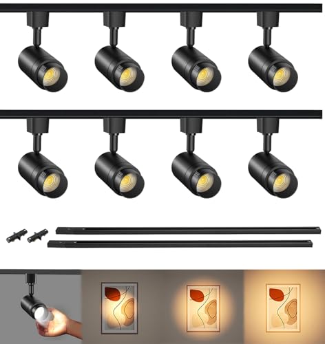 TuyuBEE Zoomable LED Track Light Kit with 6.6FT H Type Rails, Dimmable Black Track Light Fixtures, 3000K CRI90+ 12W 1000lm