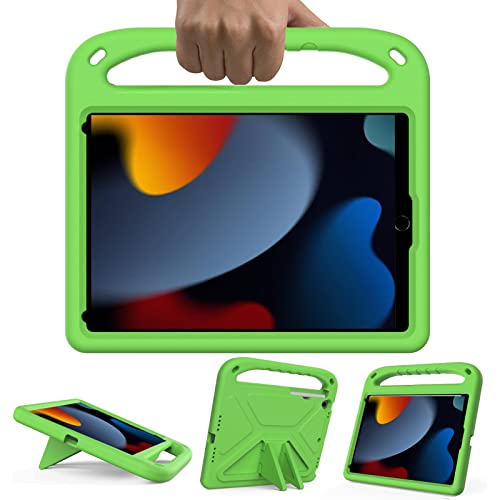 Funda para iPad de 9ª generación para niños de 10.2 pulgadas con soporte de lápiz verde