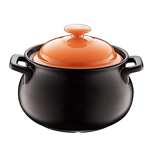 KAUTO Cazuela de Arcilla Olla para estofado Cazuela de cerámica – Glaseado Suave, Buen Aislamiento térmico, nutrición Deliciosa, Capacidad Apta para lavavajillas, Capacidad 6L_Orange Happy Life