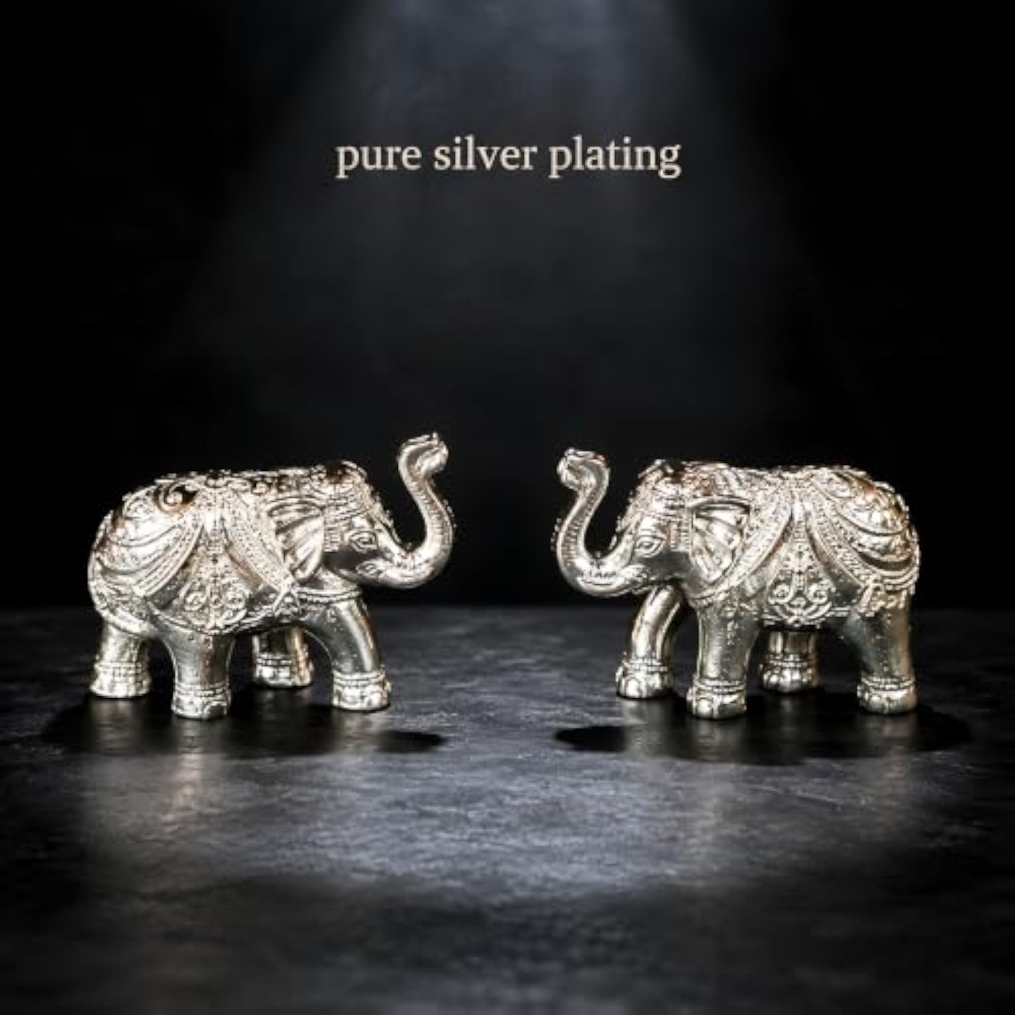German Silver Elephant Pair Showpiece Gift Box Set