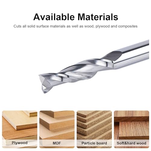 SpeTool 2 Stück Spiralfräser 6mm Schaft Upcut 24mm Schnittlänge Router Bits Fräser für Oberfräse 2 Flöten CNC Fräser Set Nutfräser VHM Schaftfräser Holzfräser Spiralnutfräser Langlochfräser Holz