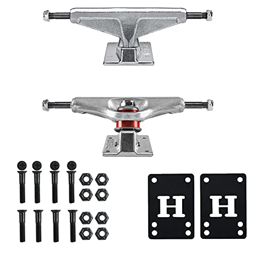 Venture Skateboard Trucks 5.2 Vhollow Polished High 8.0" + Risers & Hardware Kit #TOP11