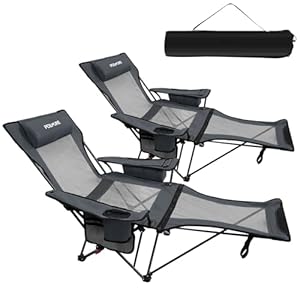 POEPORE 2er Set Campingstuhl mit Fußstütze