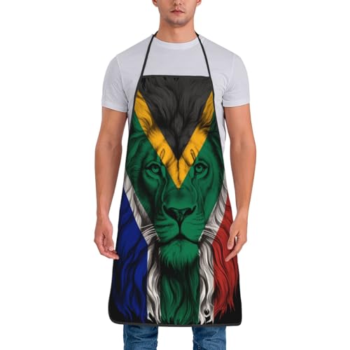 South Africa South African Lion Flag Adjustable Apron For Women Men Kitchen Apron Cooking Apron Funny Gardening Apron