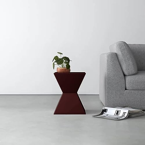 Image of Wooden Block Accent Side Table in Antique Wooden Design, Fully Assembled, End, Bedside Table and Nightstand, for The Living Room and Bedroom-Walnut