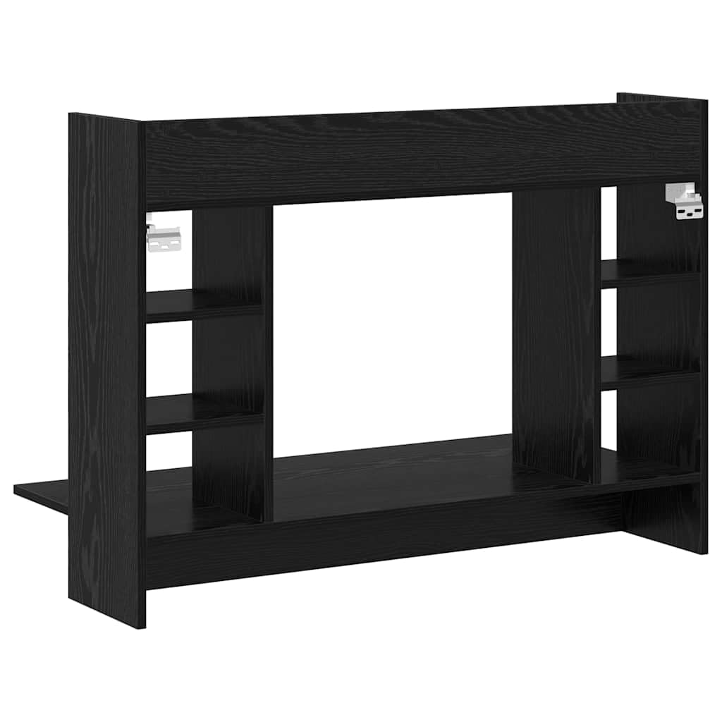 Wandtisch Schwarz Eichen-Optik 105 x 48 x 75 cm Holzwerkstoff mit integrierten Regalen für platzsparendes Home-Office und Moderne Büroorganisation
