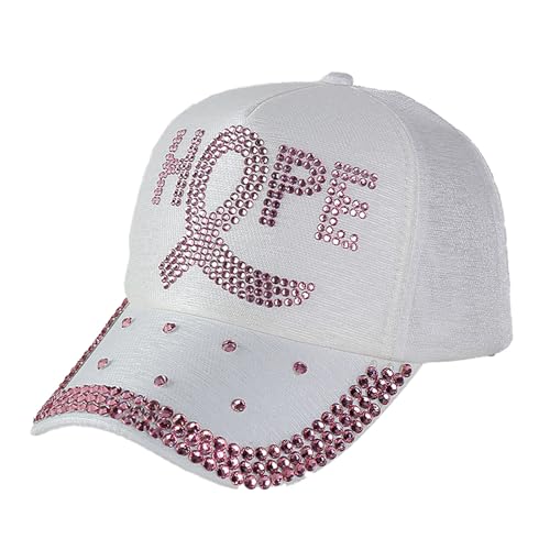 Generisch Cinta de concienciación del cáncer de mama gorra de béisbol gorra de papá para mujeres, Blanco, Talla única