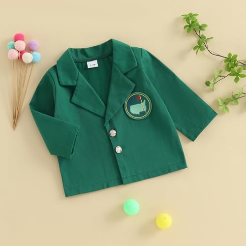 Eadrioss Golf Jacket for Baby Boy Girl First Birthday Outfit Lapel Button Down Green Blazer Coat 1st 2nd Bithday Outfit Gift2