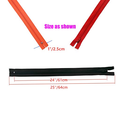 YAKA 60 Pack of 24 Inches Mix Nylon Coil Zippers Bulk - Supplies Zippers for Tailor Sewing Crafts (20 Color) (24 inch-Pack of 60pcs) - Thumbnail 2