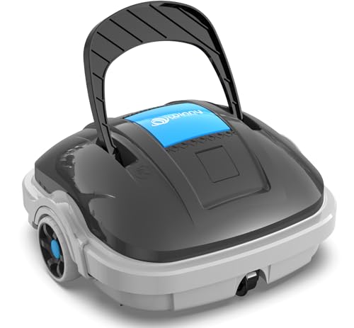 WINNY POOL CLEANER Robot Piscina Fuori Terra per Piscina da 80m², Robottino Pulitore con Batteria 100 Min | Robot Piscina Pulitore Senza Fili con Doppia Motricità, Parcheggio Autonomo Grigio Scuro