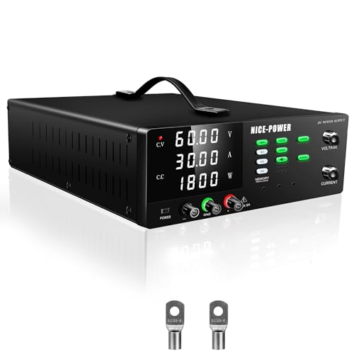 Image of NICE-POWER DC Power Supply Variable, 60V 30A 1800W High Power Switching DC Regulated Bench Power Supply with Output Switch, OCP & OVP, Memory Function, Encoder Knob, 4-Digit LED Display, Lock Button