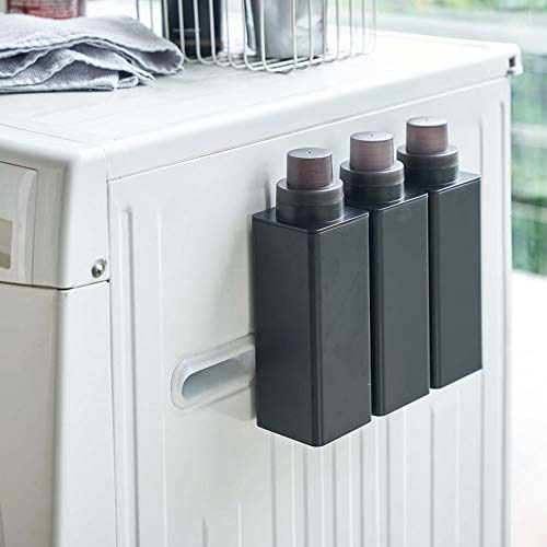 山崎実業(Yamazaki) 洗剤ボトル 3本セット 詰め替えボトル マグネット 500ml 洗濯機横 貼り付け ブラック 4853×3