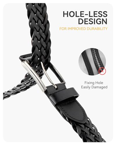 Braided Belts Men Leather, 1 3/8" Casual Woven Belts for Men3