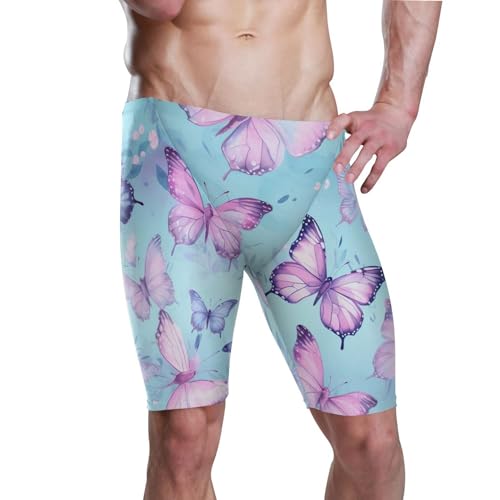 Color Butterfly Men's Swim Jammers Racing & Training Swimsuit Fast, Flexible,Comfortable XXXL B0401679